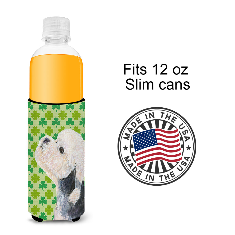 Dandie Dinmont Terrier St. Patrick's Day Shamrock Ultra Beverage Insulators for slim cans SS4434MUK.
