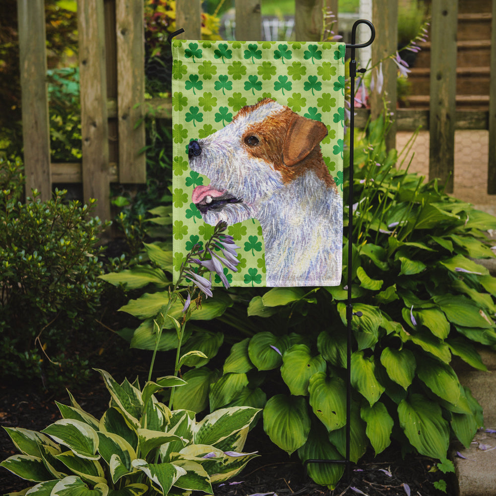 Jack Russell Terrier St. Patrick's Day Shamrock Portrait Flag Garden Size