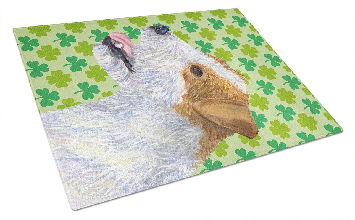 Jack Russell Terrier St. Patrick&#39;s Day Shamrock  Glass Cutting Board Large by Caroline&#39;s Treasures