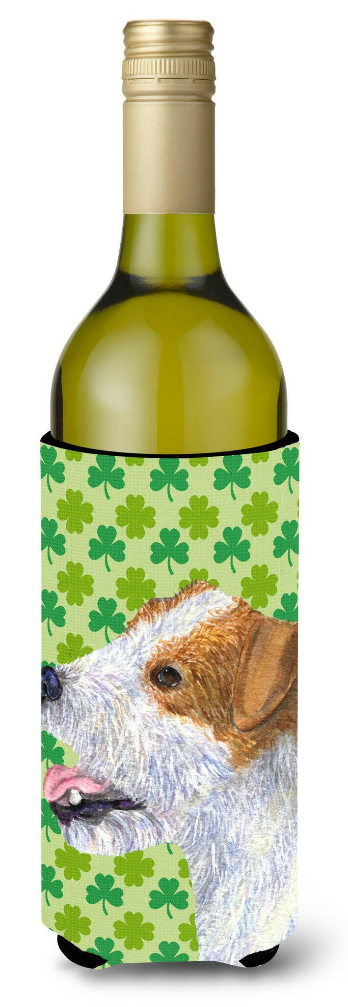 Jack Russell Terrier St. Patrick's Day Shamrock  Wine Bottle Beverage Insulator Beverage Insulator Hugger by Caroline's Treasures
