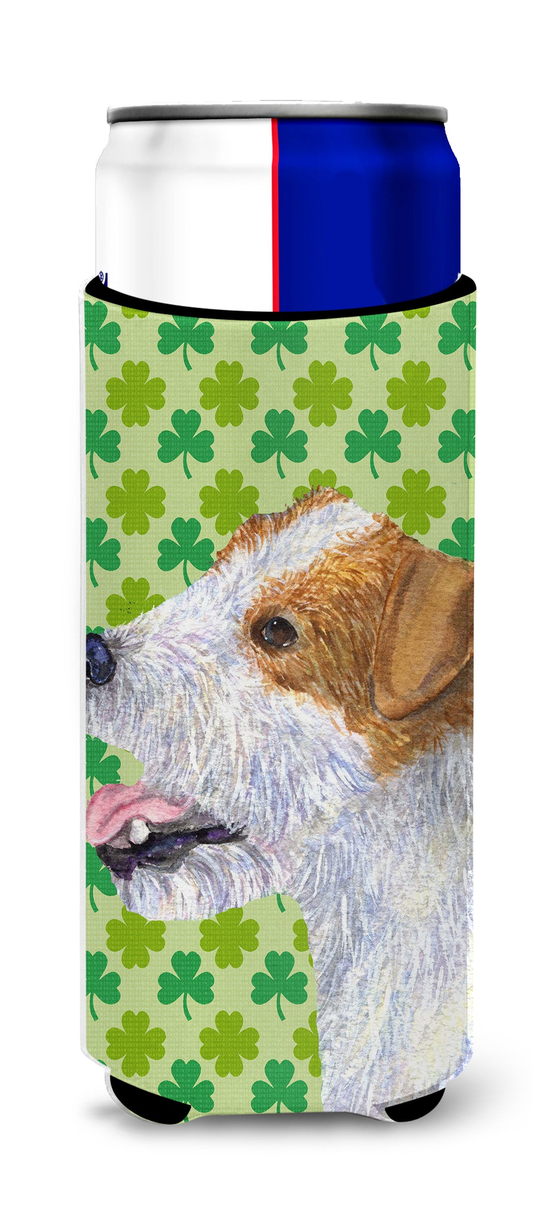 Jack Russell Terrier St. Patrick&#39;s Day Shamrock Portrait Ultra Beverage Insulators for slim cans SS4435MUK