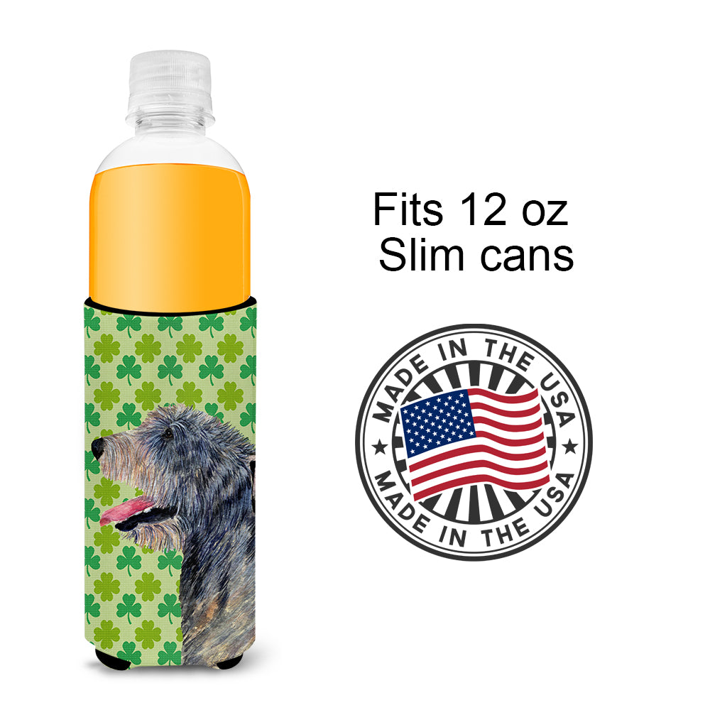Irish Wolfhound St. Patrick's Day Shamrock Portrait Ultra Beverage Insulators for slim cans SS4437MUK