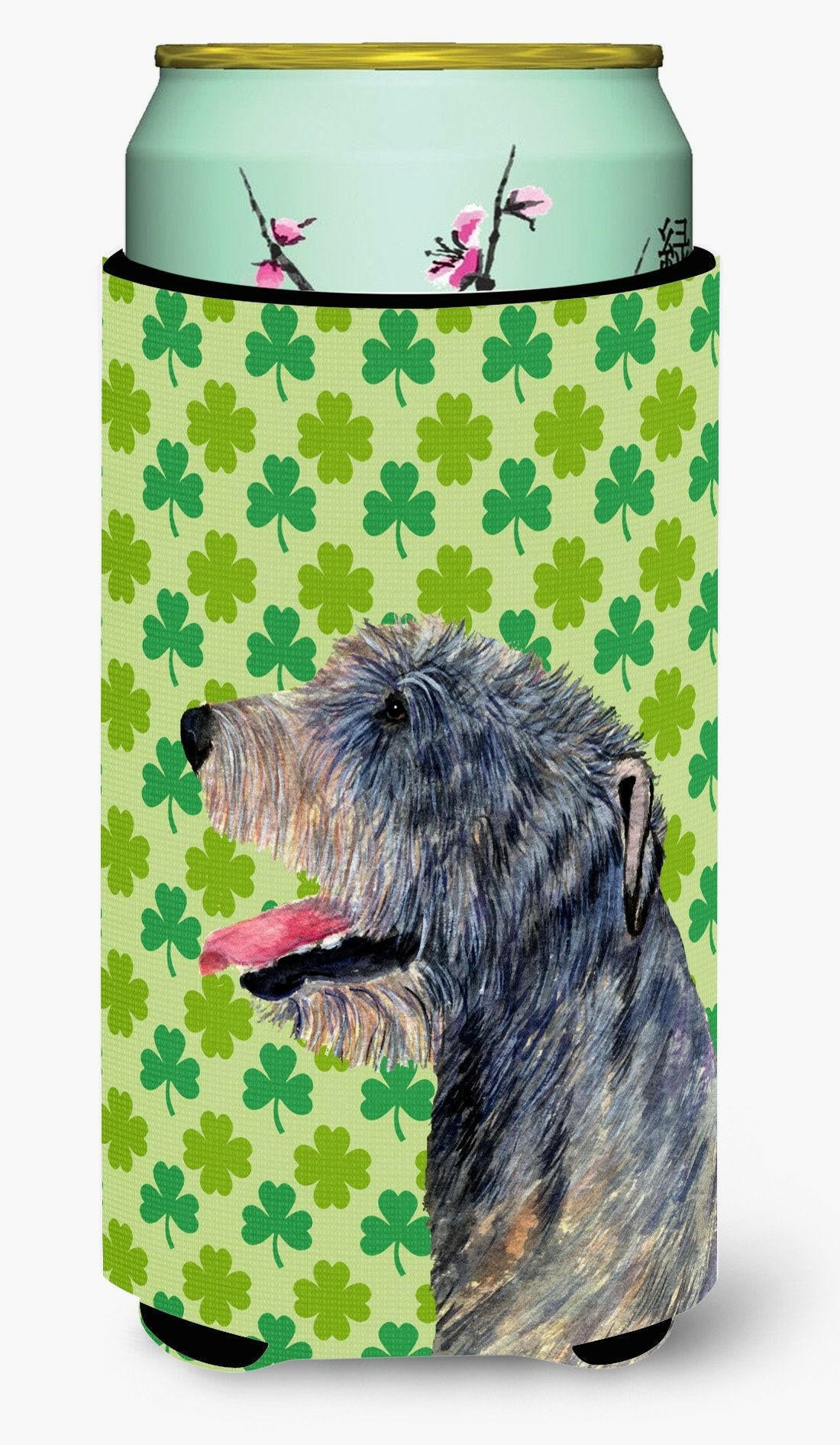 Irish Wolfhound St. Patrick&#39;s Day Shamrock Portrait  Tall Boy Beverage Insulator Beverage Insulator Hugger by Caroline&#39;s Treasures