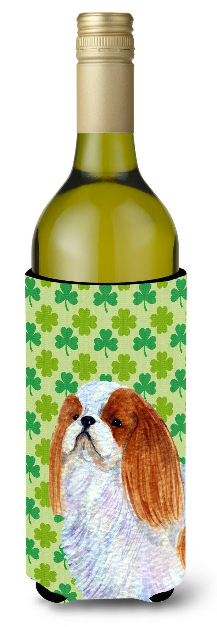English Toy Spaniel St. Patrick&#39;s Day Shamrock  Wine Bottle Beverage Insulator Beverage Insulator Hugger by Caroline&#39;s Treasures