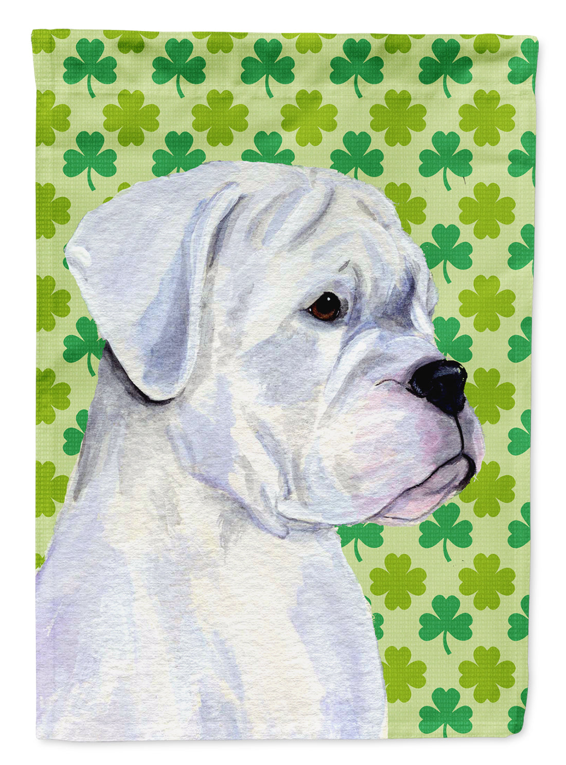 Boxer St. Patrick&#39;s Day Shamrock Portrait Flag Garden Size
