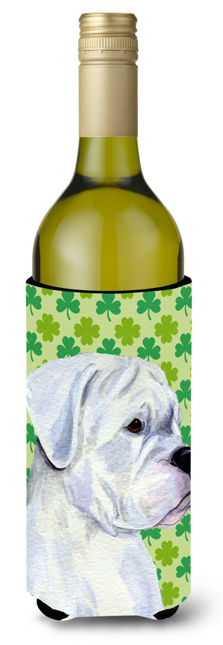 Boxer St. Patrick's Day Shamrock  Wine Bottle Beverage Insulator Beverage Insulator Hugger by Caroline's Treasures