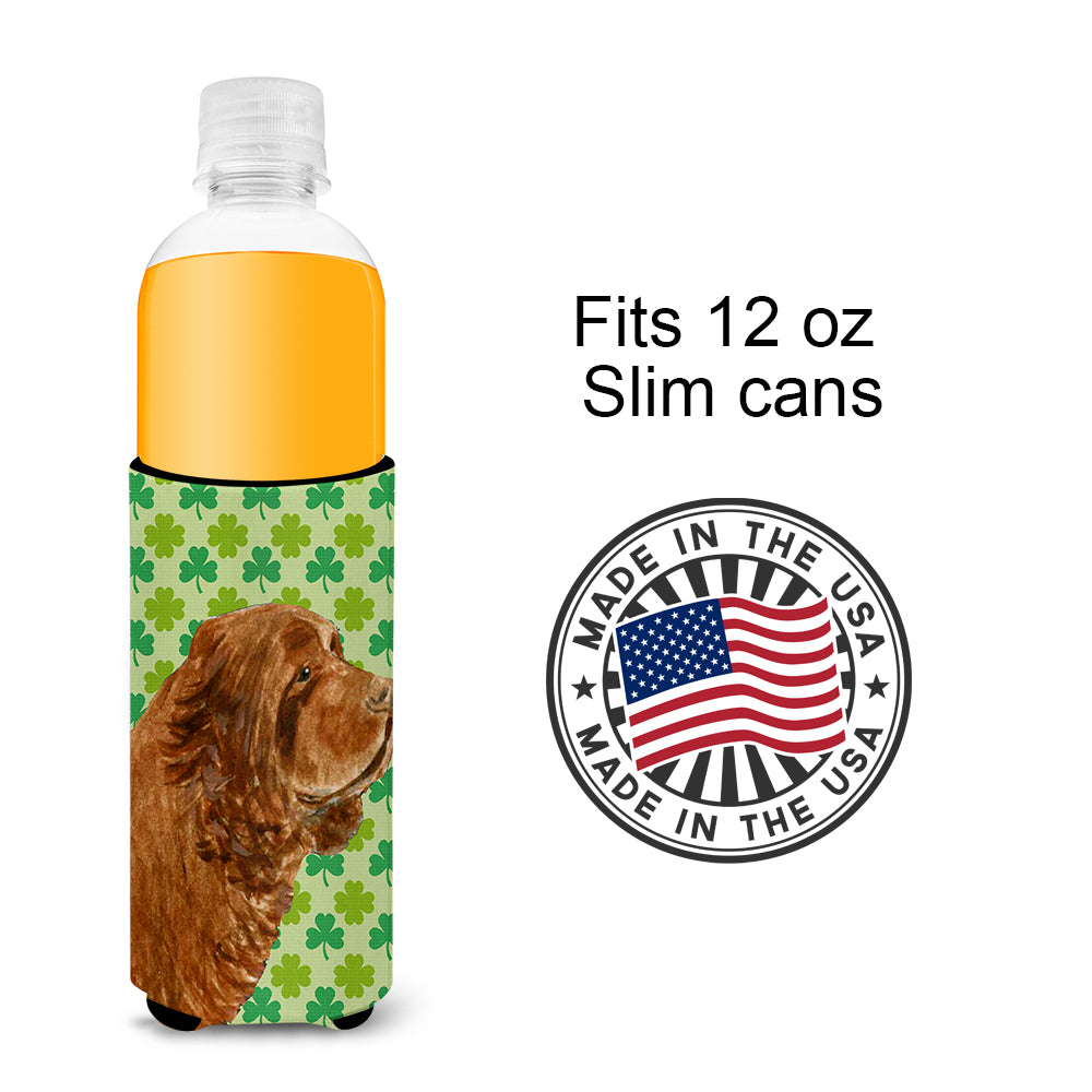 Sussex Spaniel St. Patrick's Day Shamrock Portrait Ultra Beverage Insulators for slim cans SS4441MUK
