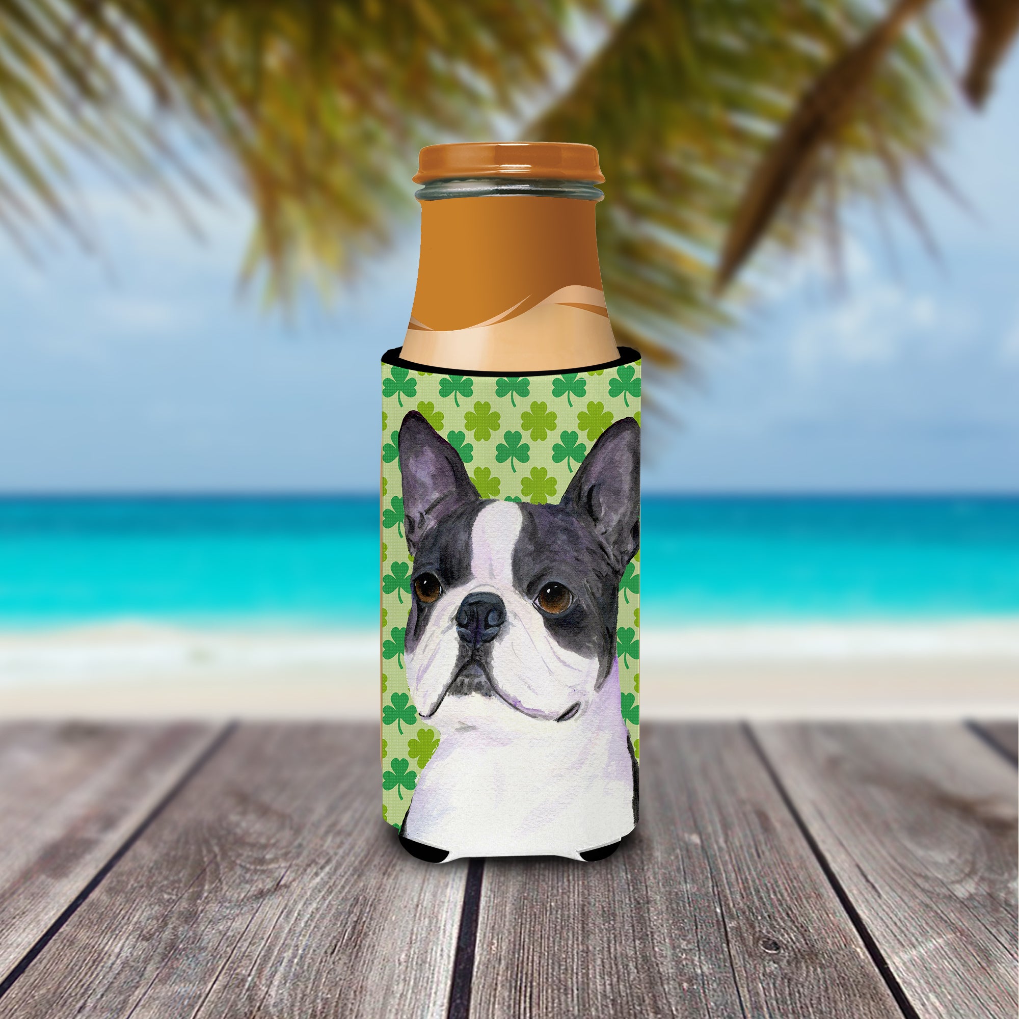 Boston Terrier St. Patrick's Day Shamrock Portrait Ultra Beverage Insulators for slim cans SS4447MUK