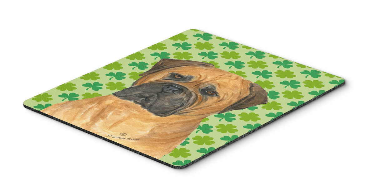 Bullmastiff St. Patrick&#39;s Day Shamrock Portrait Mouse Pad, Hot Pad or Trivet by Caroline&#39;s Treasures