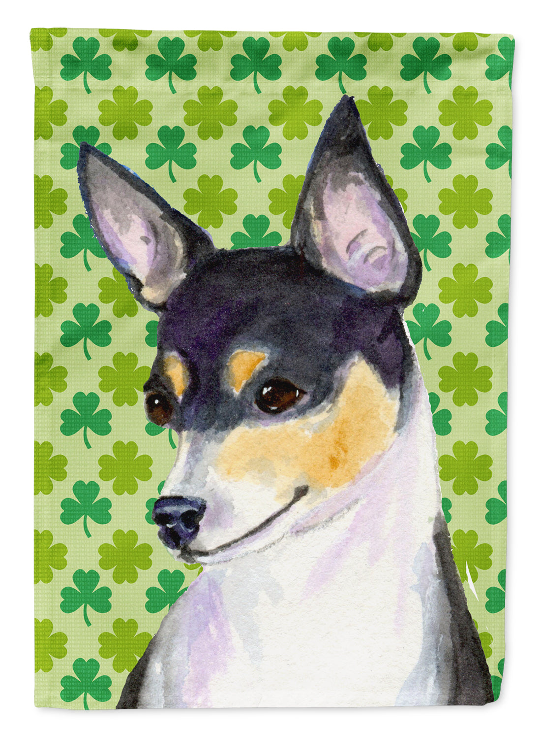 Chihuahua St. Patrick&#39;s Day Shamrock Portrait Flag Canvas House Size  the-store.com.