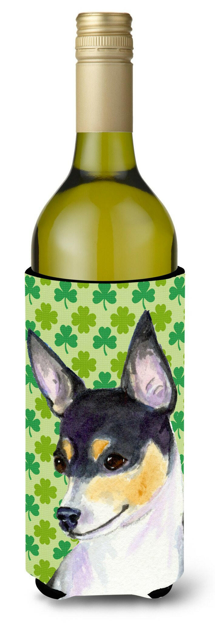 Chihuahua St. Patrick's Day Shamrock Portrait Wine Bottle Beverage Insulator Beverage Insulator Hugger by Caroline's Treasures