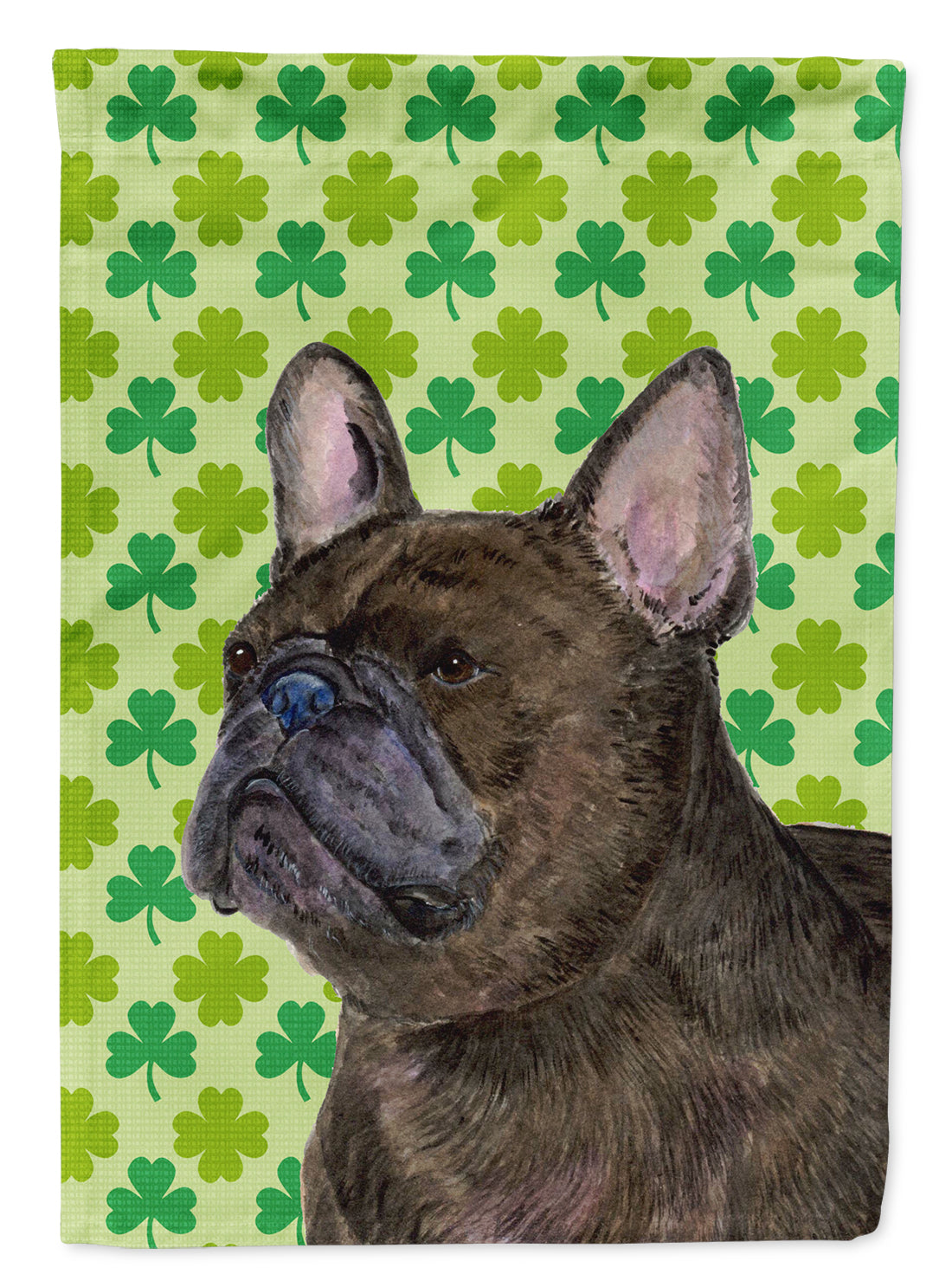 French Bulldog St. Patrick&#39;s Day Shamrock Portrait Flag Garden Size