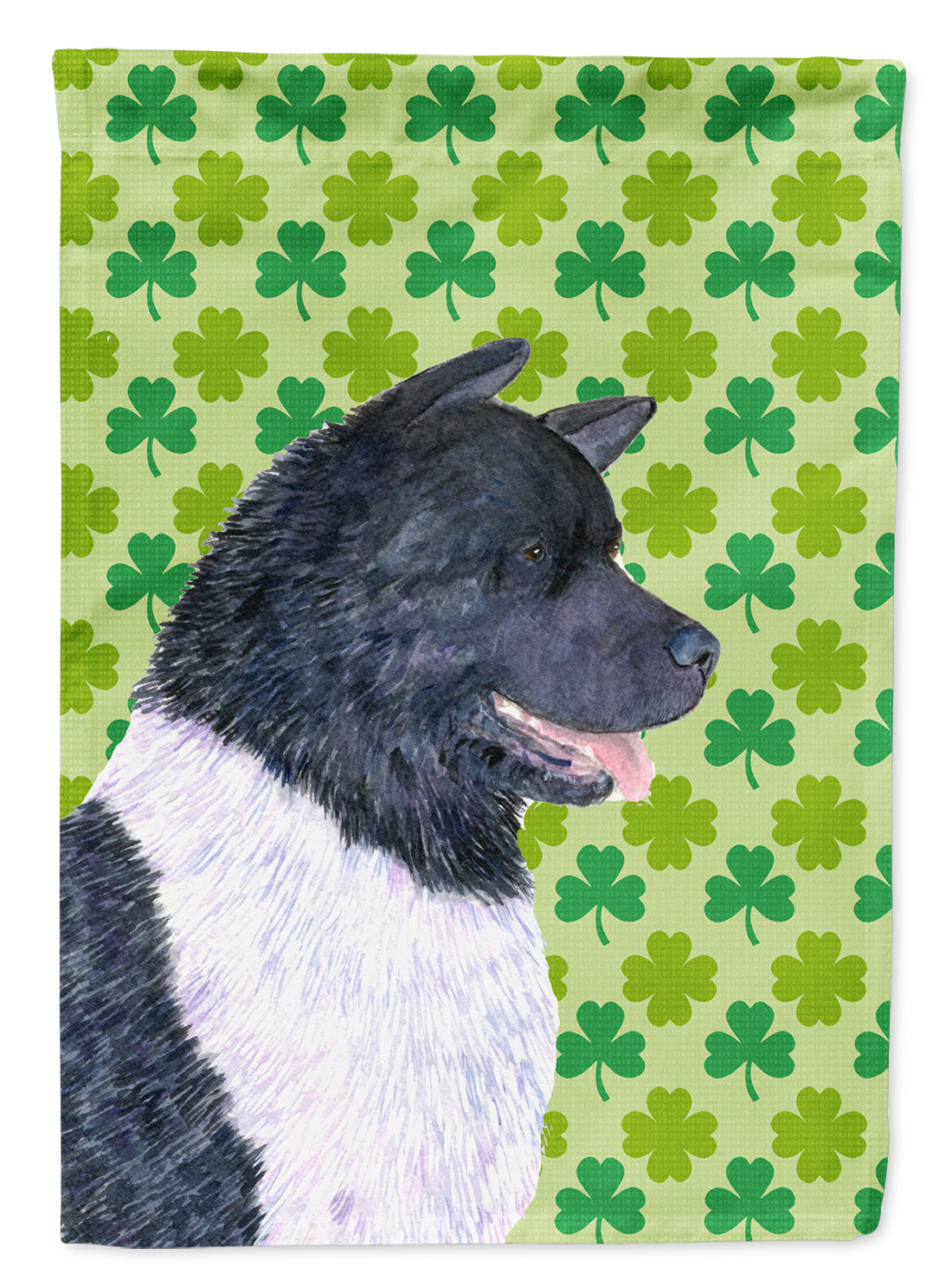 Akita St. Patrick&#39;s Day Shamrock Portrait Flag Garden Size