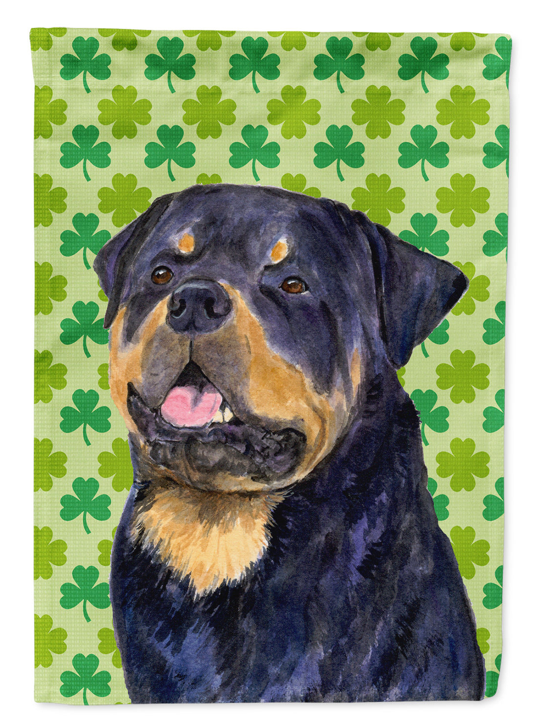 Rottweiler St. Patrick&#39;s Day Shamrock Portrait Flag Canvas House Size