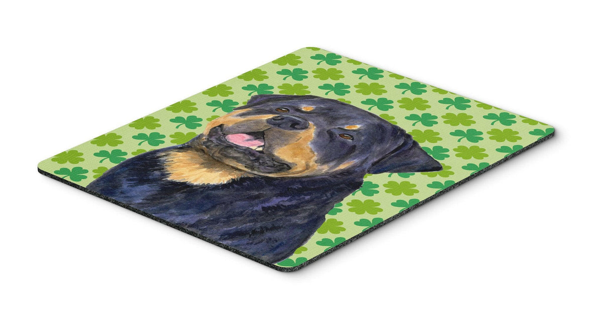 Rottweiler St. Patrick&#39;s Day Shamrock Portrait Mouse Pad, Hot Pad or Trivet by Caroline&#39;s Treasures