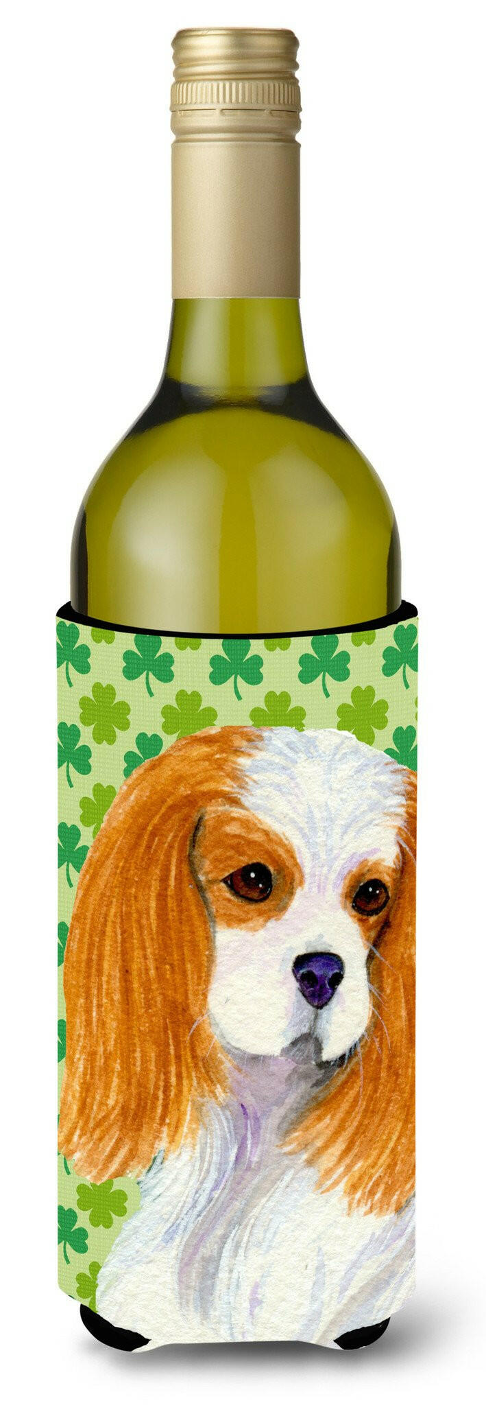 Cavalier Spaniel St. Patrick&#39;s Day Shamrock Portrait Wine Bottle Beverage Insulator Beverage Insulator Hugger by Caroline&#39;s Treasures