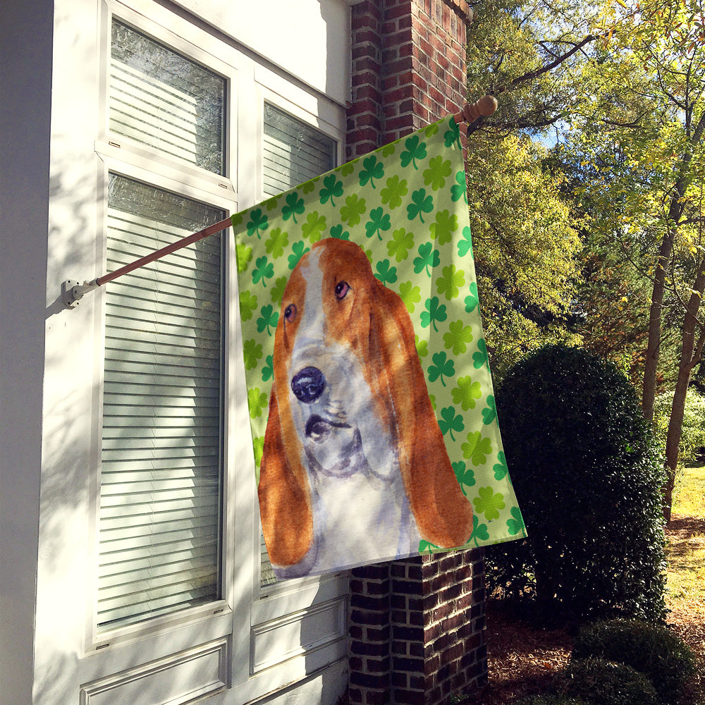 Basset Hound St. Patrick's Day Shamrock Portrait Flag Canvas House Size  the-store.com.