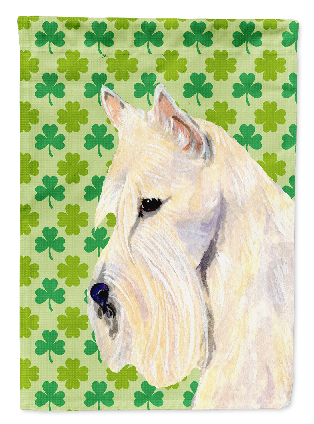 Scottish Terrier St. Patrick&#39;s Day Shamrock Portrait Flag Canvas House Size  the-store.com.