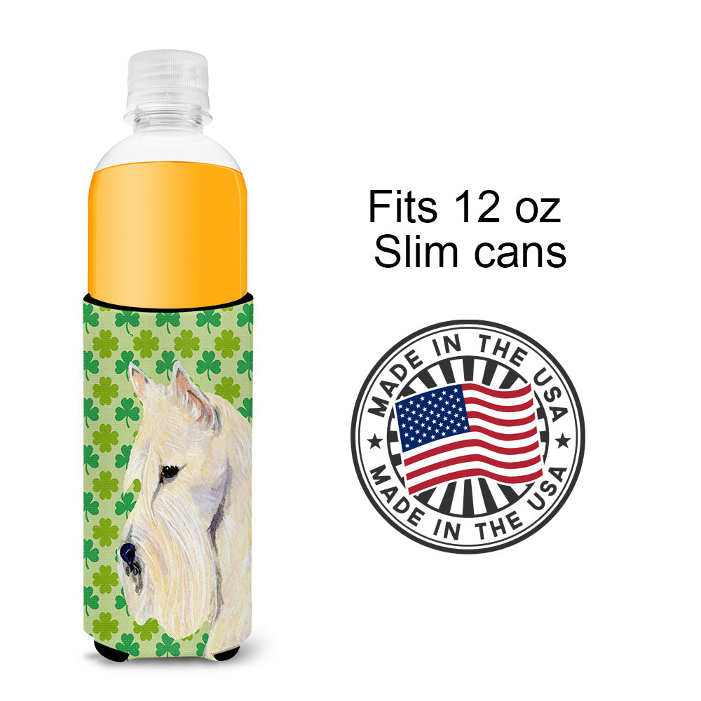 Scottish Terrier St. Patrick's Day Shamrock Portrait Ultra Beverage Insulators for slim cans SS4461MUK.