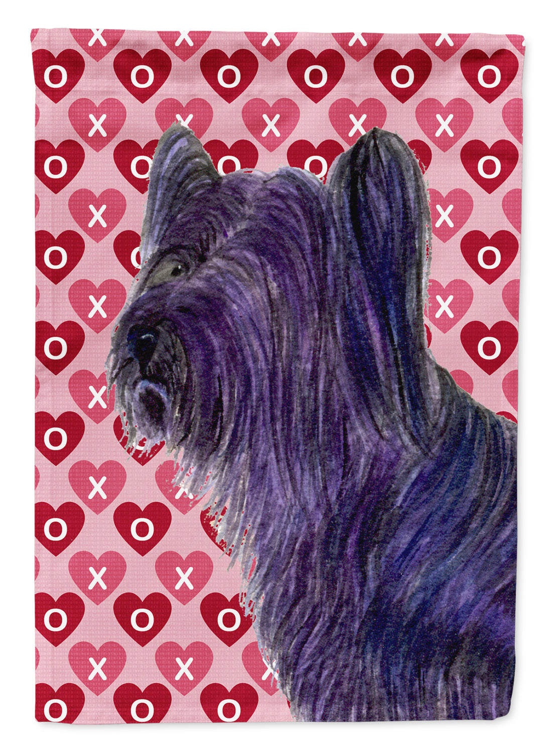 Skye Terrier Hearts Love and Valentine&#39;s Day Portrait Flag Garden Size