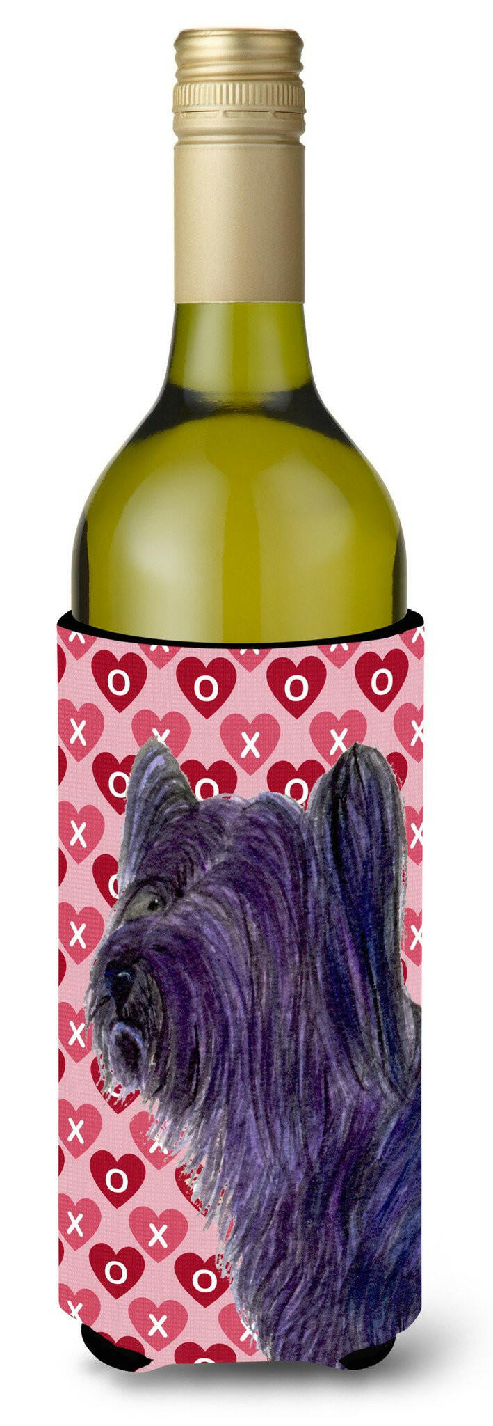 Skye Terrier Hearts Love and Valentine&#39;s Day Portrait Wine Bottle Beverage Insulator Beverage Insulator Hugger by Caroline&#39;s Treasures