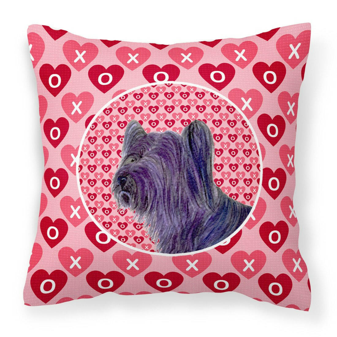 Skye Terrier Hearts Love and Valentine&#39;s Day Portrait Fabric Decorative Pillow SS4463PW1414 by Caroline&#39;s Treasures