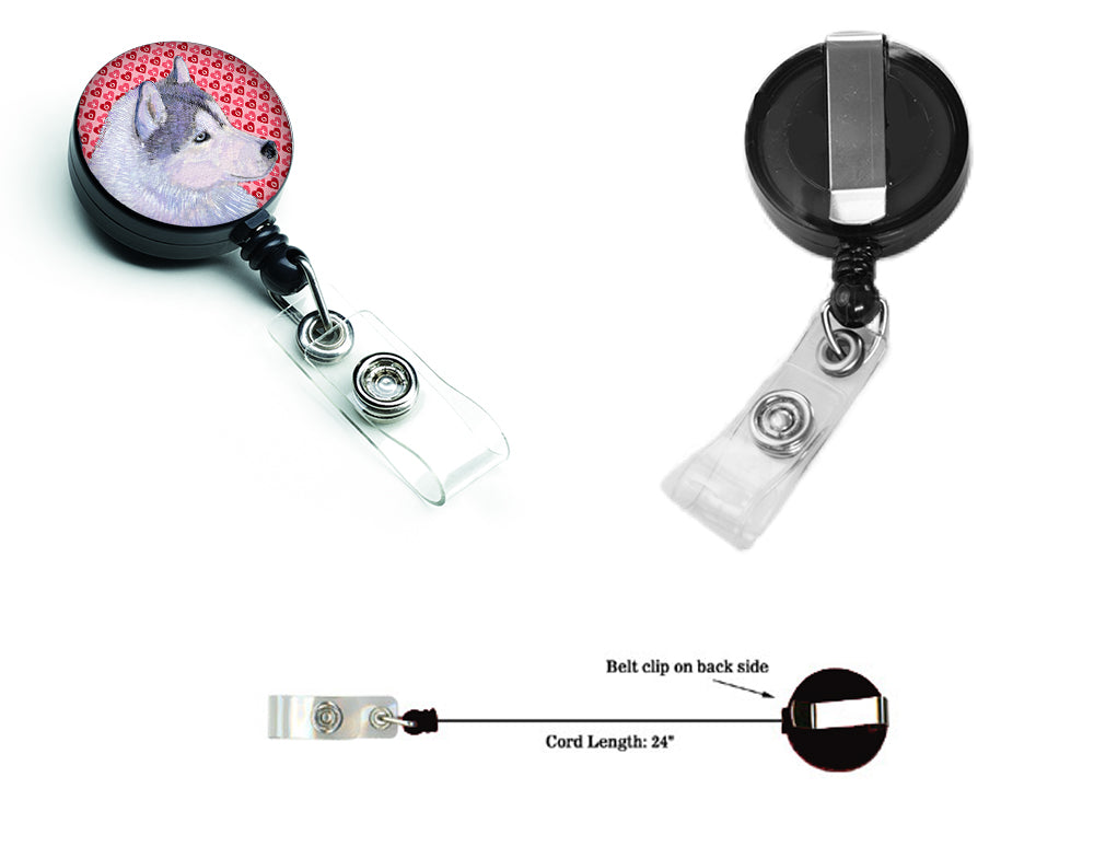 Siberian Husky  Retractable Badge Reel or ID Holder with Clip.