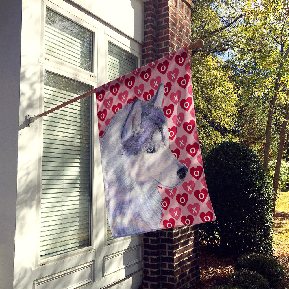Siberian Husky Hearts Love and Valentine's Day Portrait Flag Canvas House Size  the-store.com.