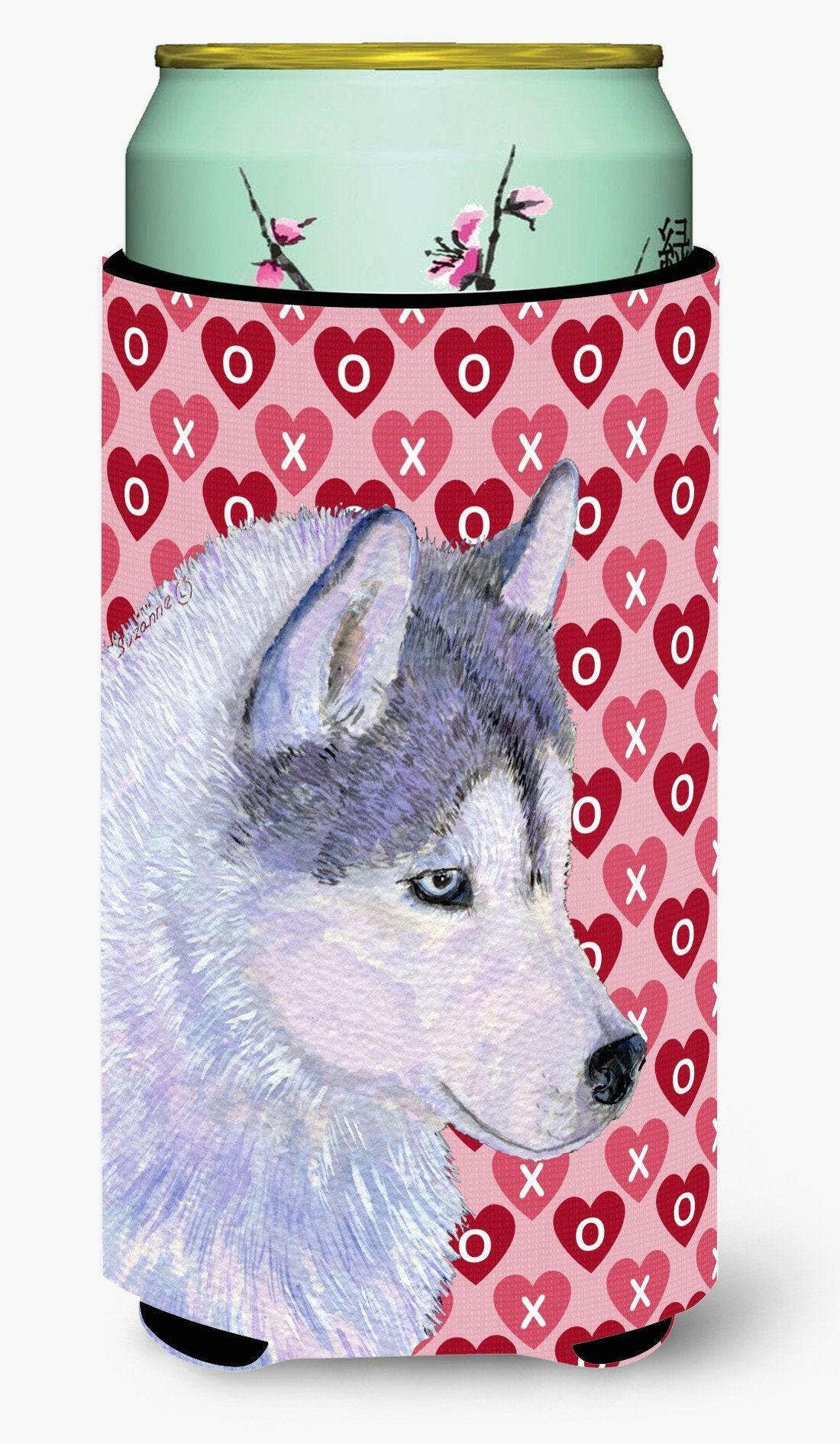 Siberian Husky Hearts Love Valentine&#39;s Day  Tall Boy Beverage Insulator Beverage Insulator Hugger by Caroline&#39;s Treasures