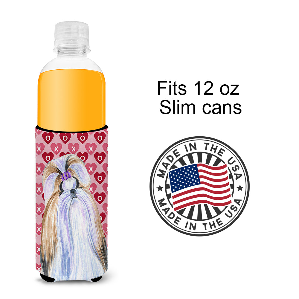 Shih Tzu Hearts Love and Valentine's Day Portrait Ultra Beverage Insulators for slim cans SS4465MUK.