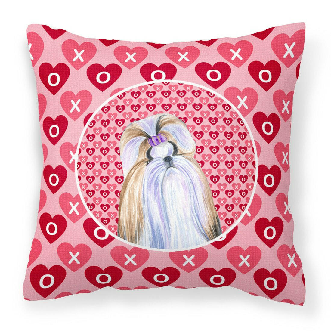 Shih Tzu Hearts Love and Valentine's Day Portrait Fabric Decorative Pillow SS4465PW1414 by Caroline's Treasures