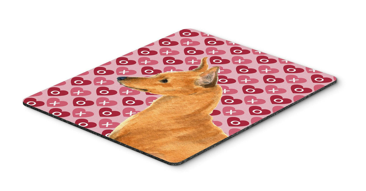 Min Pin Hearts Love and Valentine&#39;s Day Portrait Mouse Pad, Hot Pad or Trivet by Caroline&#39;s Treasures