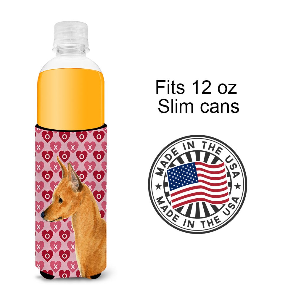 Min Pin Hearts Love and Valentine's Day Portrait Ultra Beverage Insulators for slim cans SS4466MUK.