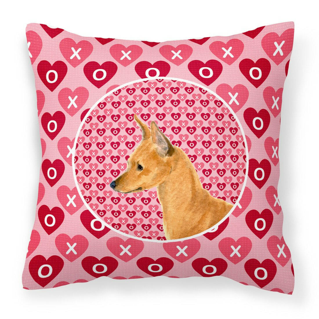Min Pin Hearts Love and Valentine&#39;s Day Portrait Fabric Decorative Pillow SS4466PW1414 by Caroline&#39;s Treasures