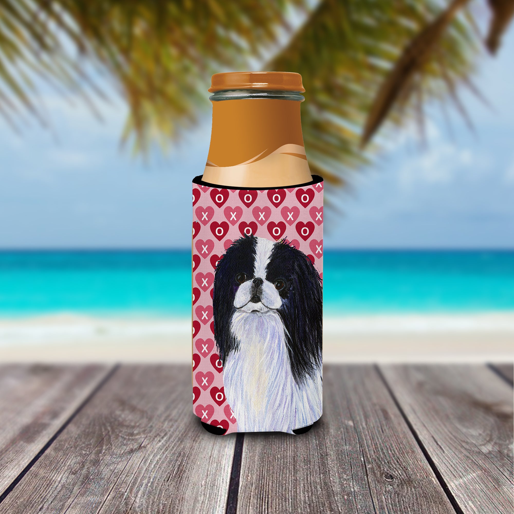 Japanese Chin Hearts Love and Valentine's Day Portrait Ultra Beverage Insulators for slim cans SS4467MUK.