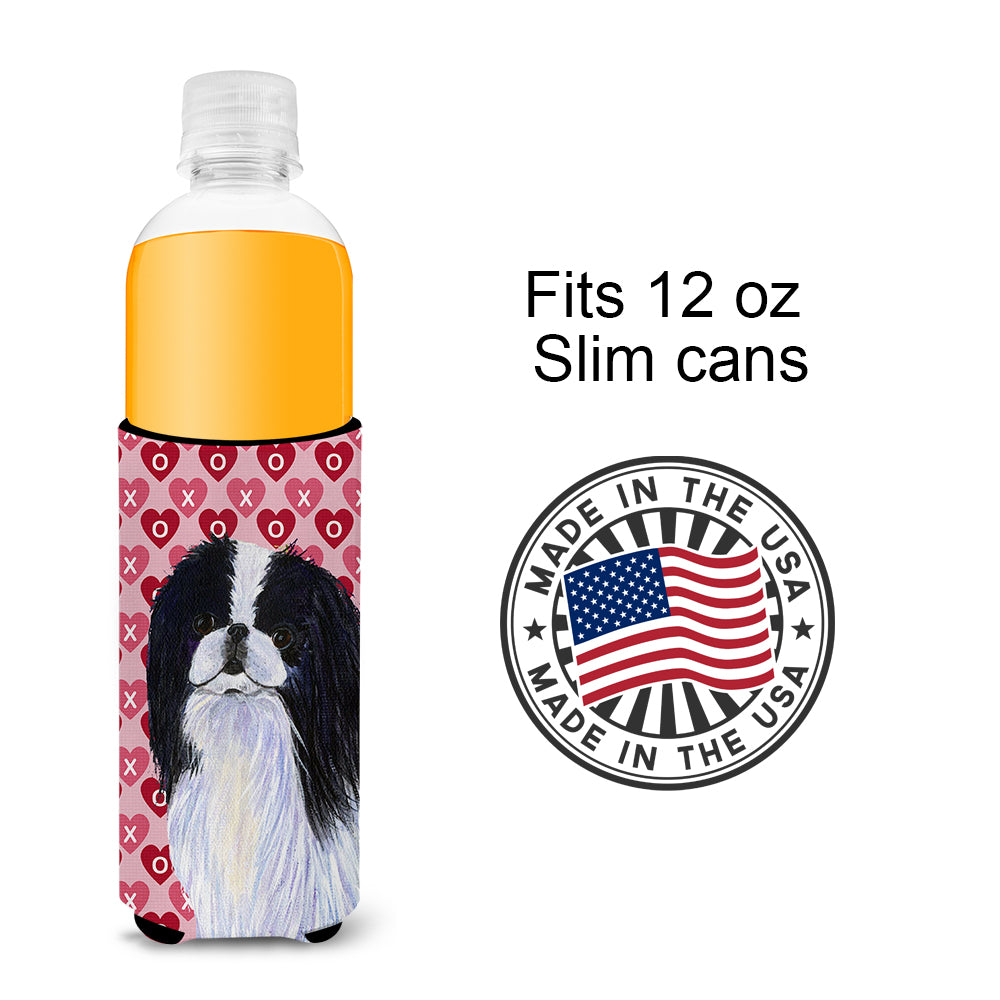 Japanese Chin Hearts Love and Valentine's Day Portrait Ultra Beverage Insulators for slim cans SS4467MUK