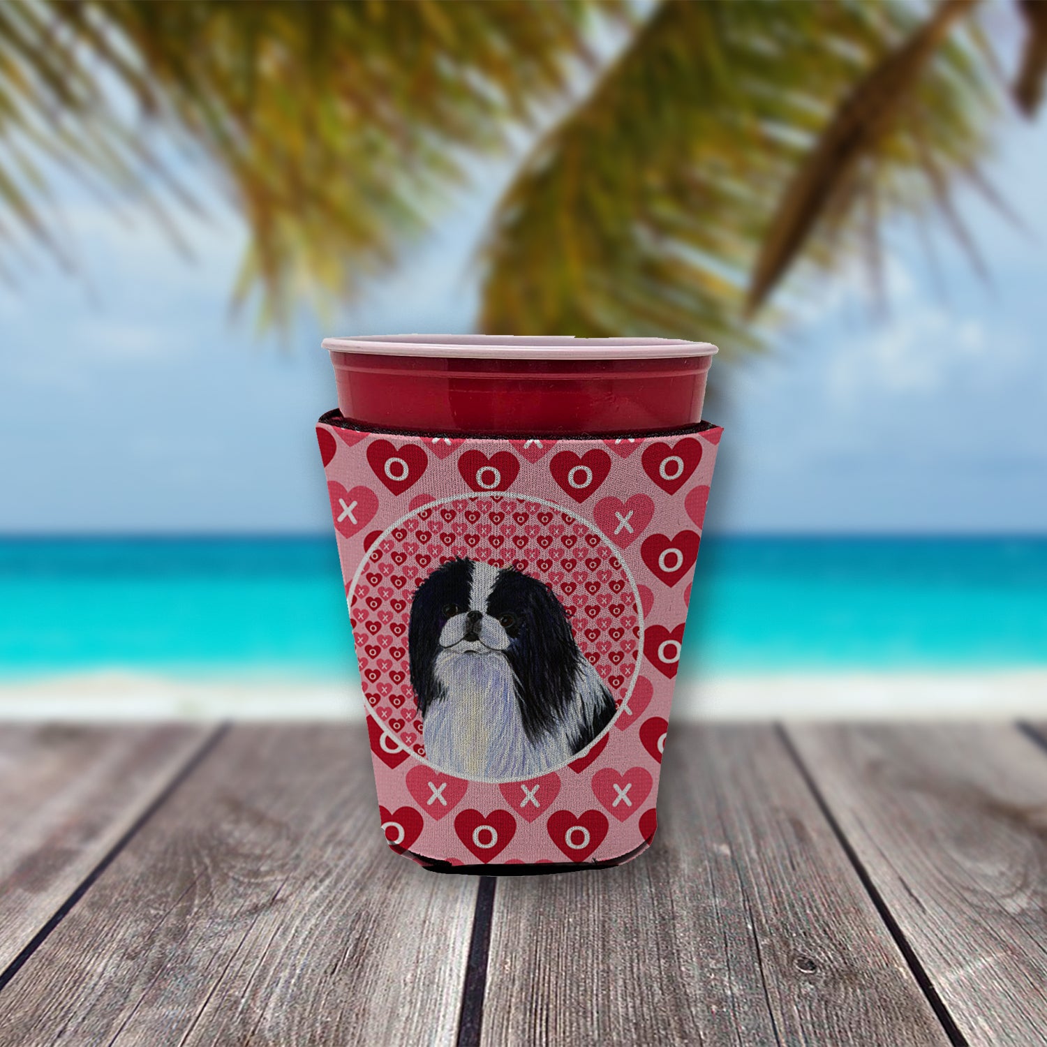 Japanese Chin  Red Cup Beverage Insulator Hugger
