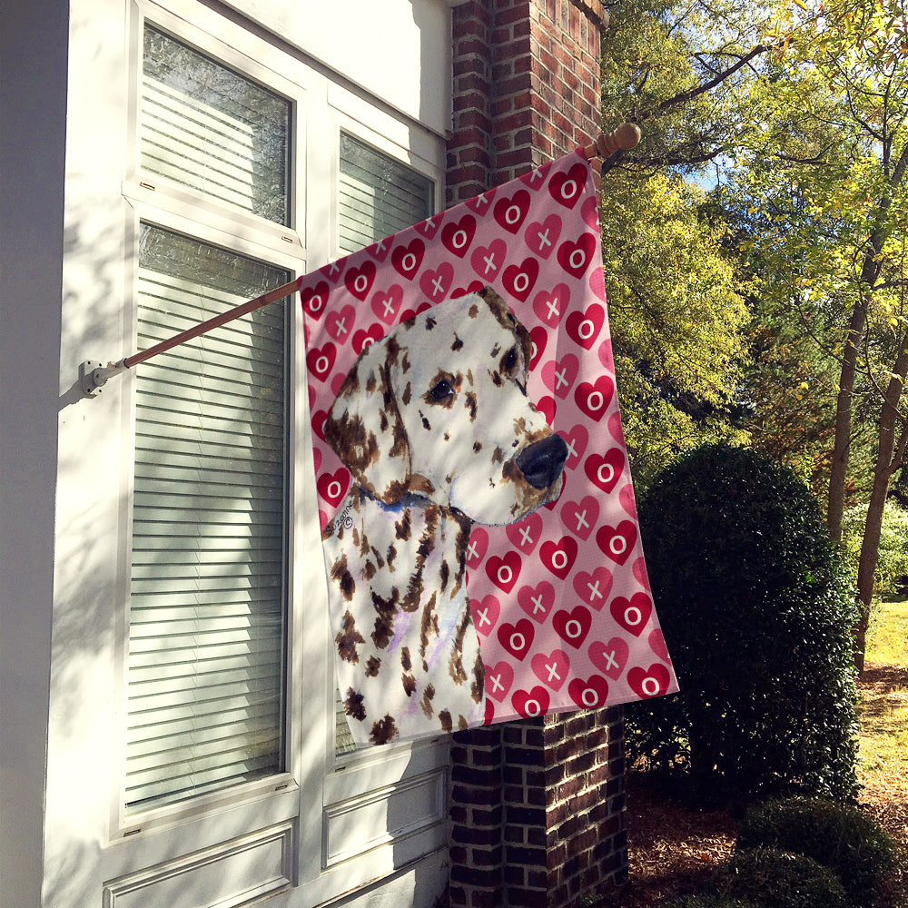 Dalmatian Hearts Love and Valentine's Day Portrait Flag Canvas House Size  the-store.com.