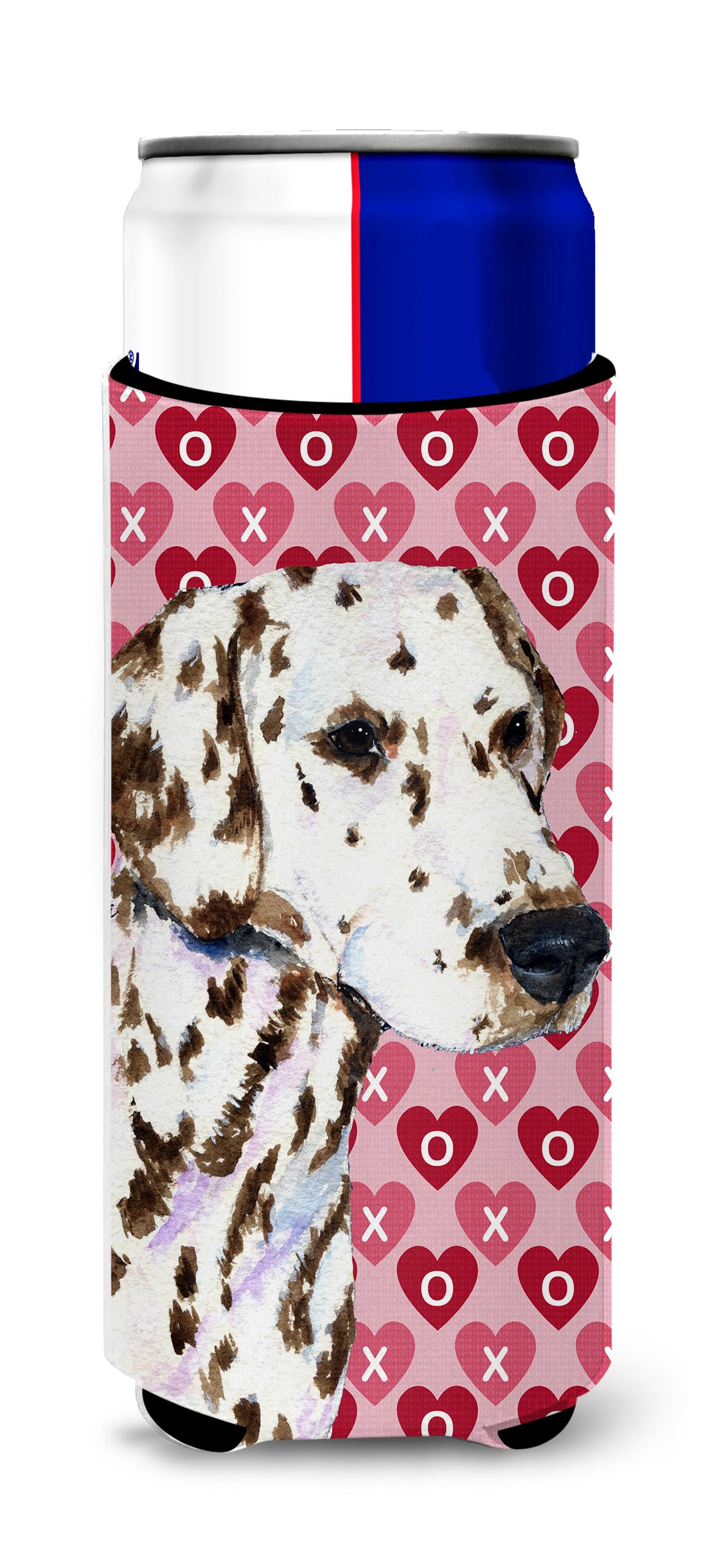 Dalmatian Hearts Love and Valentine's Day Portrait Ultra Beverage Insulators for slim cans SS4469MUK.
