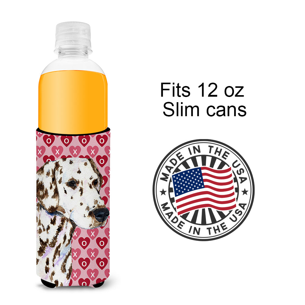 Dalmatian Hearts Love and Valentine's Day Portrait Ultra Beverage Insulators for slim cans SS4469MUK.