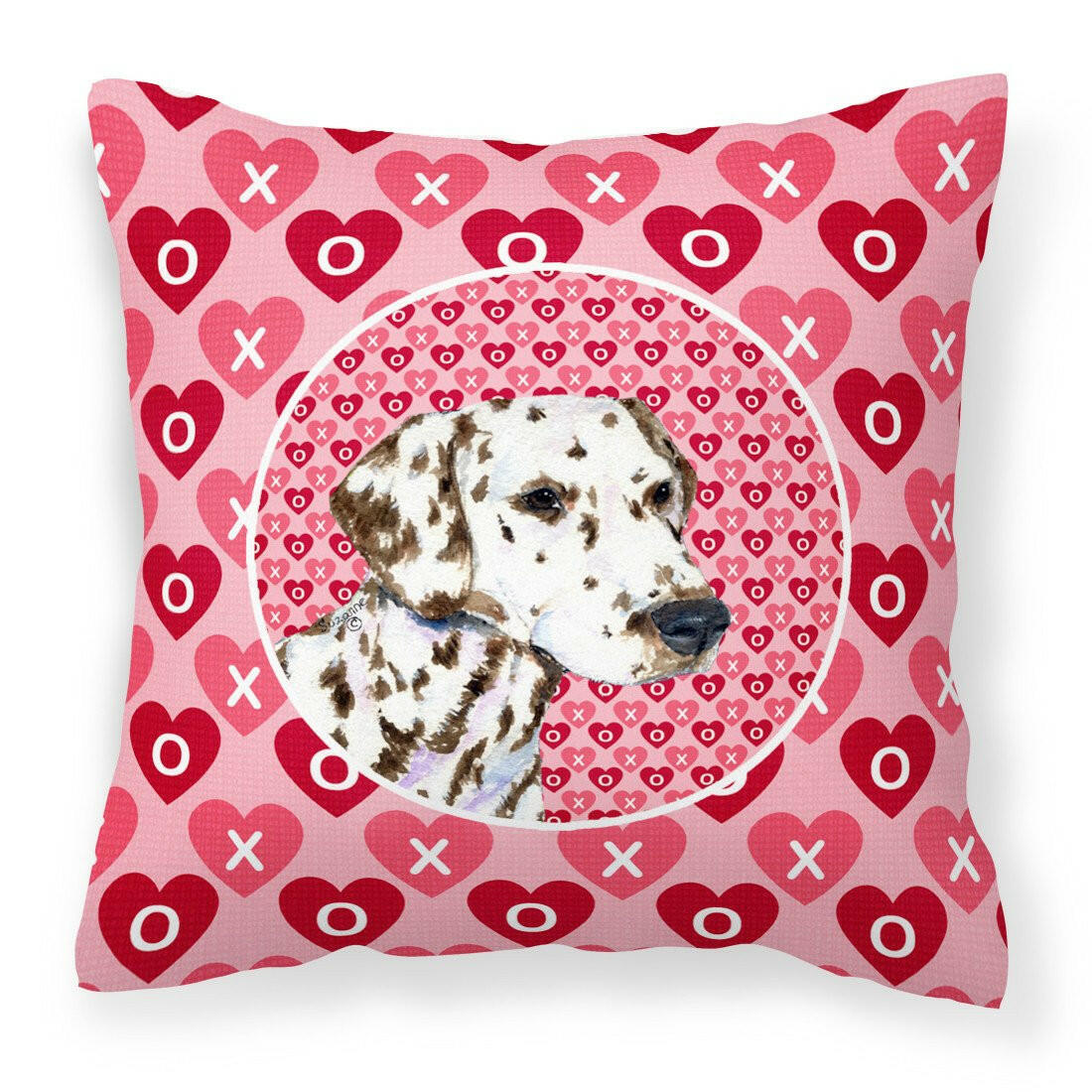 Dalmatian Hearts Love and Valentine&#39;s Day Portrait Fabric Decorative Pillow SS4469PW1414 by Caroline&#39;s Treasures