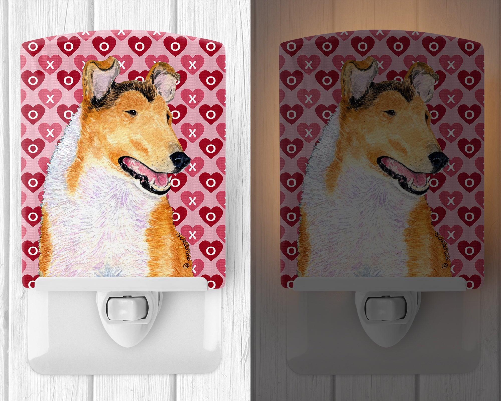 Collie Smooth Hearts Love and Valentine's Day Portrait Ceramic Night Light SS4470CNL - the-store.com