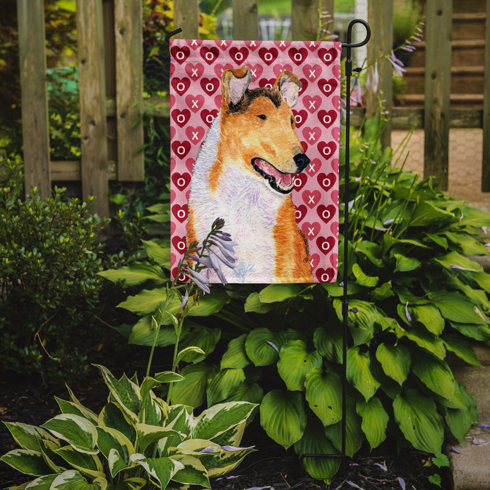 Collie Smooth Hearts Love and Valentine's Day Portrait Flag Garden Size