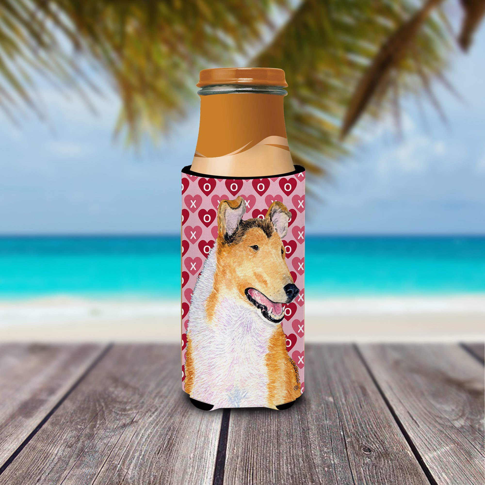 Collie Smooth Hearts Love and Valentine's Day Portrait Ultra Beverage Insulators for slim cans SS4470MUK.
