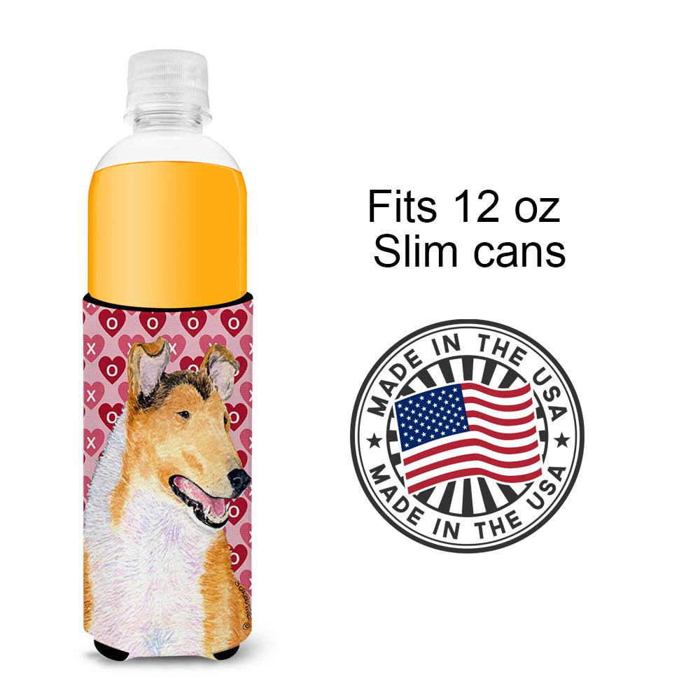 Collie Smooth Hearts Love and Valentine's Day Portrait Ultra Beverage Insulators for slim cans SS4470MUK.