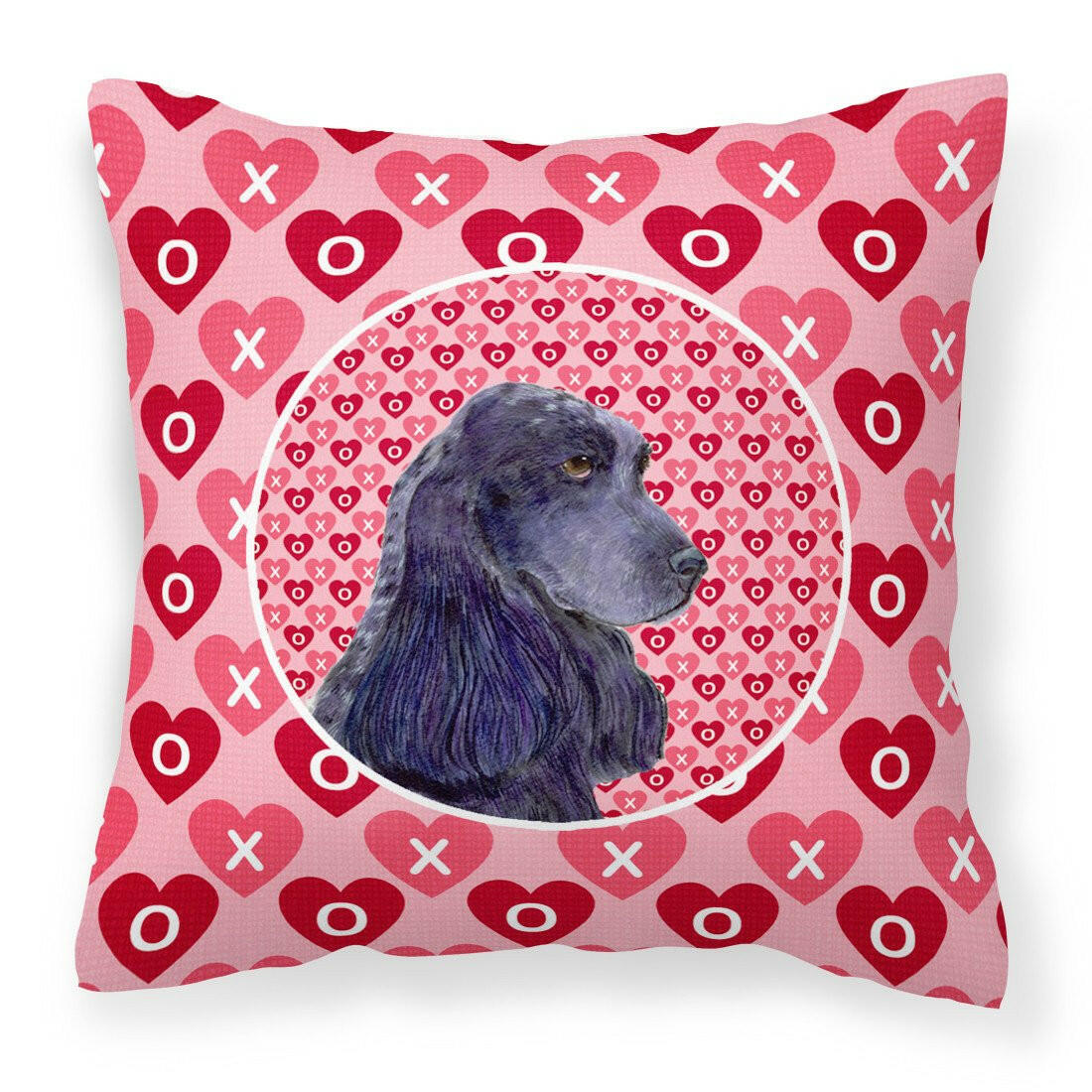 Black Cocker Spaniel Hearts Love Valentine&#39;s Day Fabric Decorative Pillow SS4471PW1414 by Caroline&#39;s Treasures