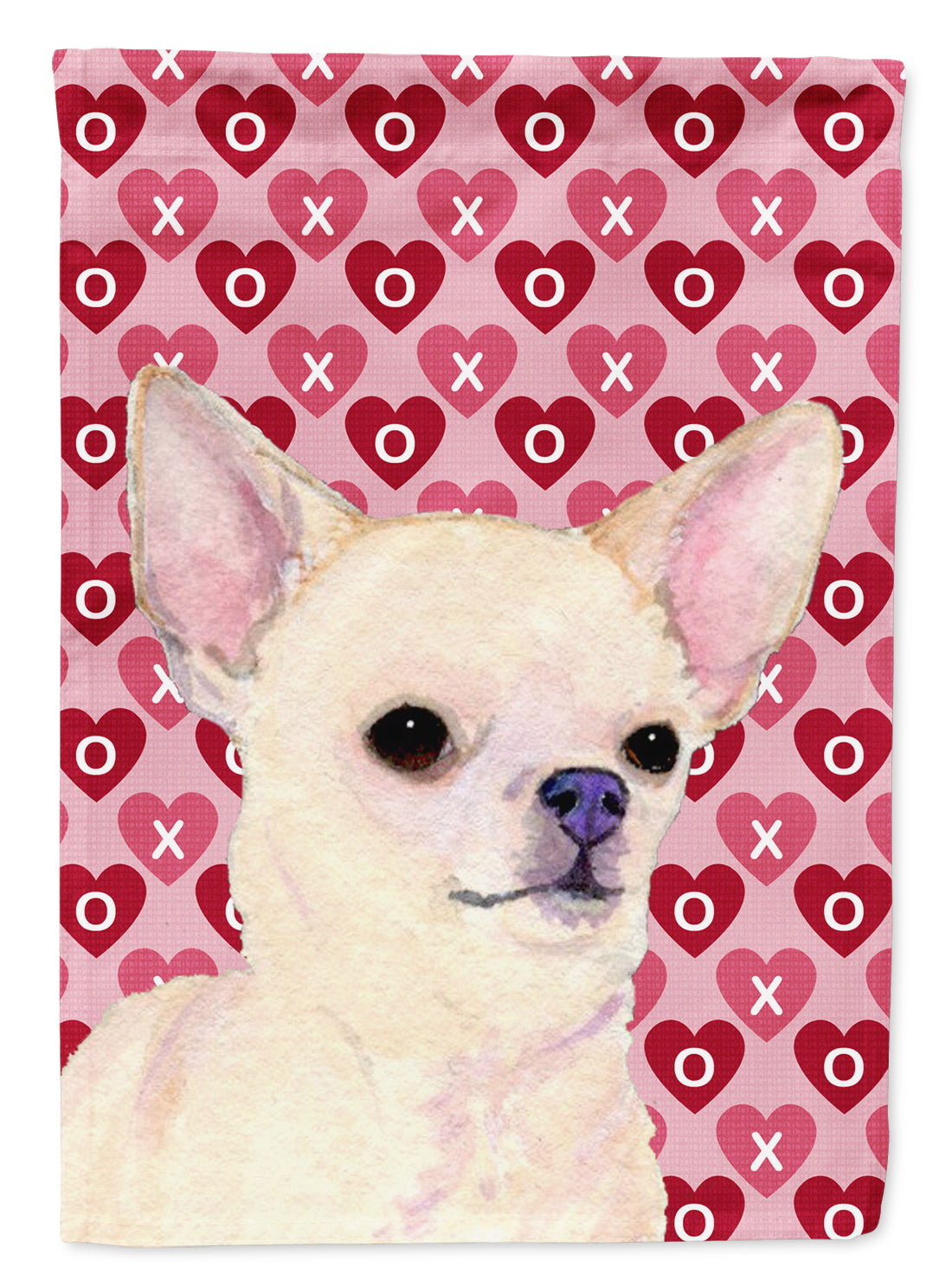 Chihuahua Hearts Love and Valentine's Day Portrait Flag Canvas House Size