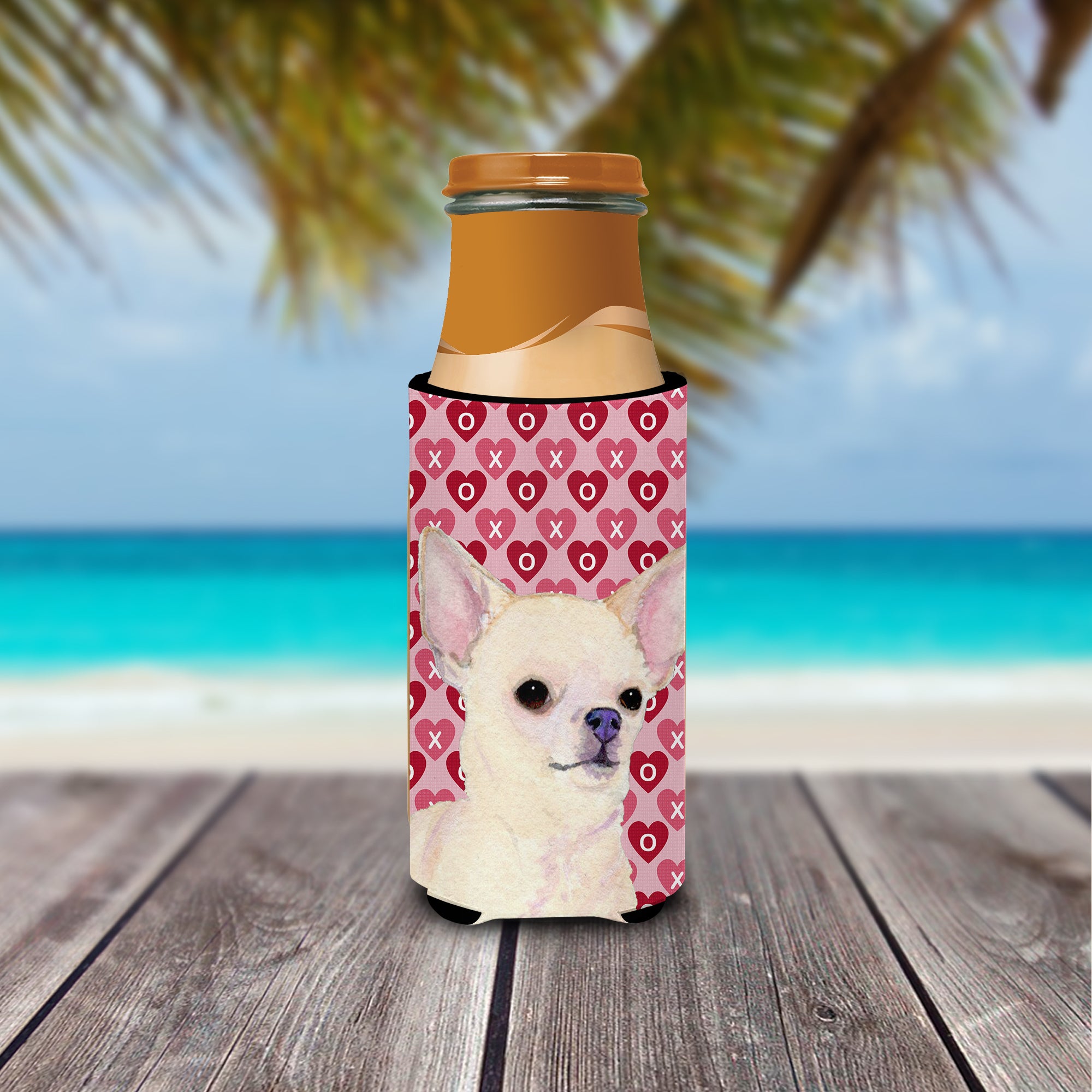 Chihuahua Hearts Love and Valentine's Day Portrait Ultra Beverage Insulators for slim cans SS4472MUK.