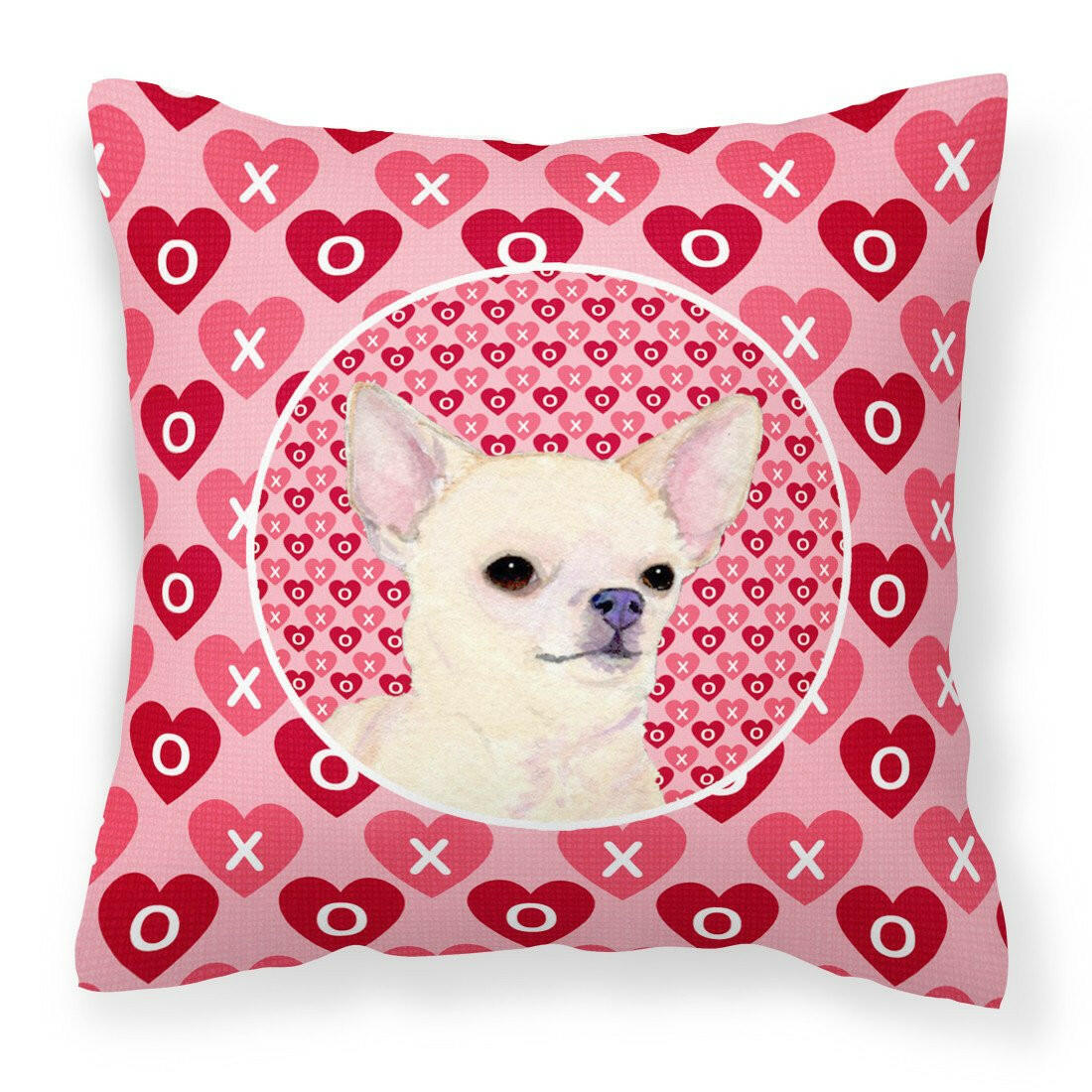 Chihuahua Hearts Love and Valentine&#39;s Day Portrait Fabric Decorative Pillow SS4472PW1414 by Caroline&#39;s Treasures