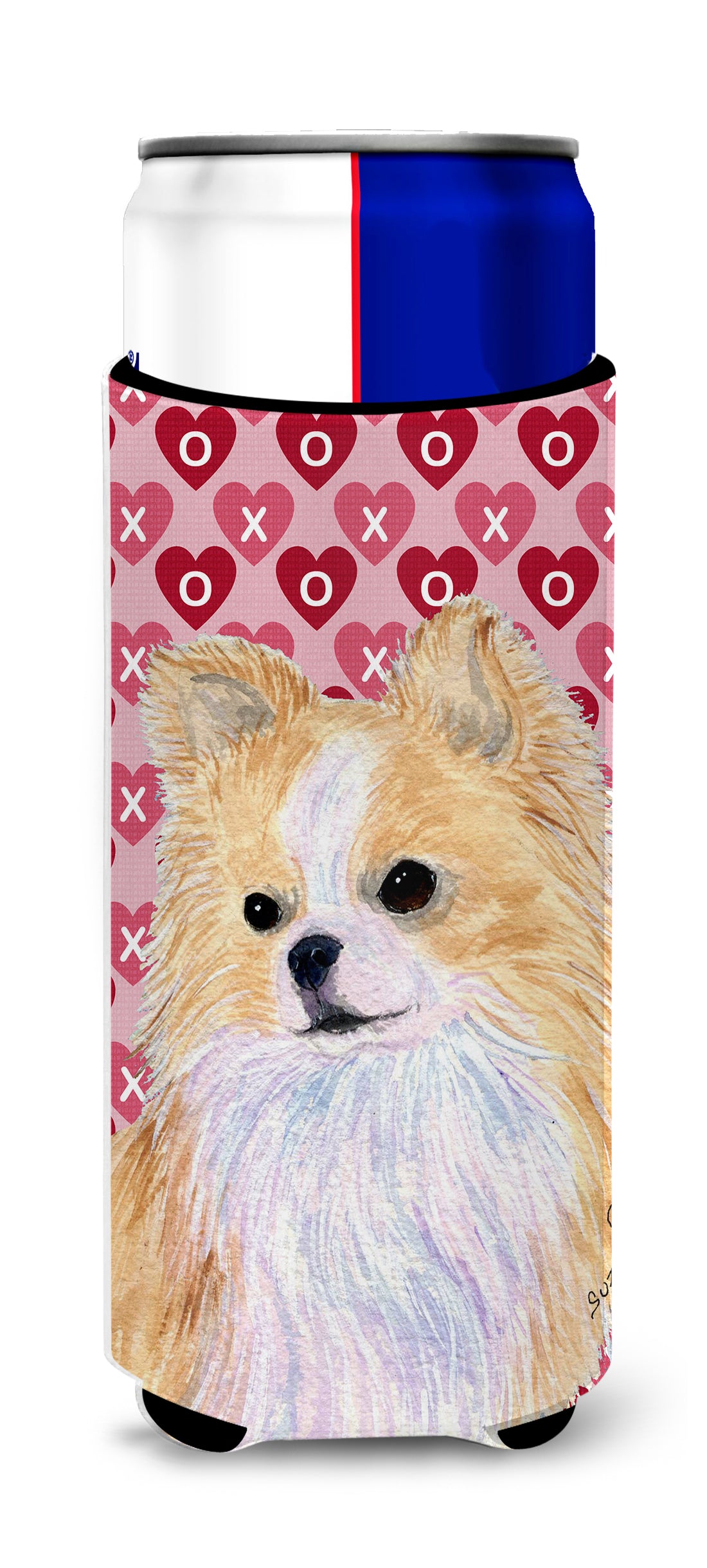 Chihuahua Hearts Love and Valentine&#39;s Day Portrait Ultra Beverage Insulators for slim cans SS4473MUK.